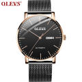 5882 OLEVS Marque Hommes Automatique Montre-Bracelet Mécanique Semaine et Date Mode Casual Maille Bracelet Montre Garçon Alliage Cas Horloge